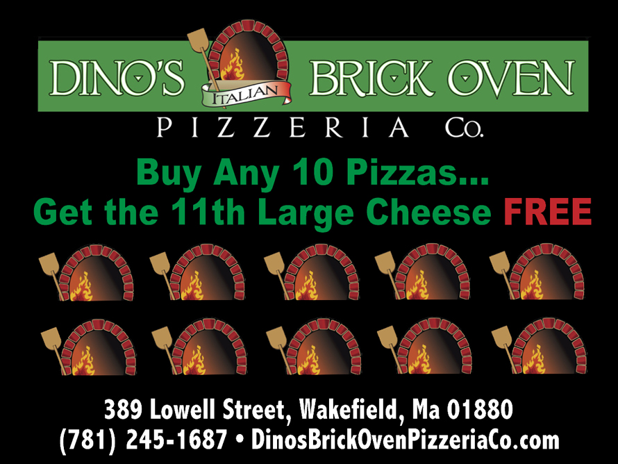 Dino’s Brick Oven Pizzeria Rewards - Buy any 10 Large pizzas and get the 11th Large Cheese Pizza for free